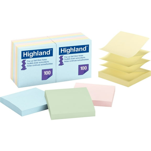 Self-Stick Pop-Up Notes, 3 X 3, Assorted Pastel, 100-Sheet, 12/pack | Bundle of 5 Packs