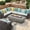 With Wind Glass Shield, variant on BAIDE HOME 48'' Steel Low Profile Fire Table, 50,000 BTU Modern Propane Gas Fire Pit Table with Lid, Glass Rocks, Cover, Pre-attached 10ft Propane Hose, Fint Gray