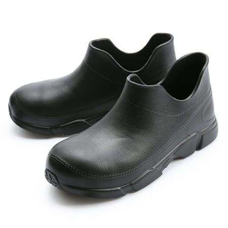 

FULORIS Black Slip Oil Resistant Work Shoes Mid-High Chef Shoes Waterproof Safety Clogs for Gardener Car Washer Men Women