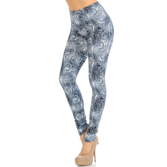 Creamy Soft Swirling Crystal Glass Extra Small Leggings - USA Fashionâ„¢ (XSmall One Size,Charcoal)