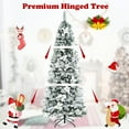 thumbnail image 6 of Gymax 7 FT Artificial Snow Flocked Pencil Christmas Tree w/ White Berries & Flowers, 6 of 10