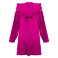 thumbnail image 6 of Penkiiy Womens Casual Hooded Jacket Long Sleeve Single Breasted Trench Coat Solid Color Button Up Cardigan Sweaters 4XL Hot Pink, 6 of 6