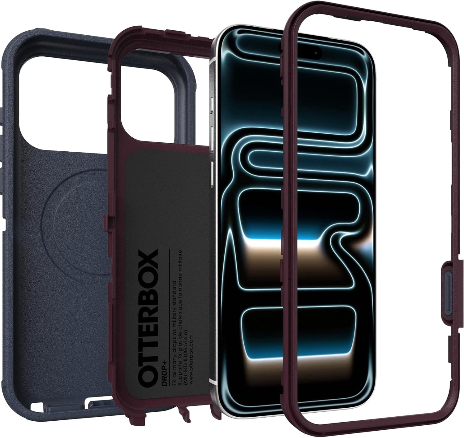 OtterBox iPhone 17 Pro Max (Only) - Defender Series Case - Indigo Tulip (Blue & Purple) - Snaps on MagSafe - Tough - Rugged & Durable