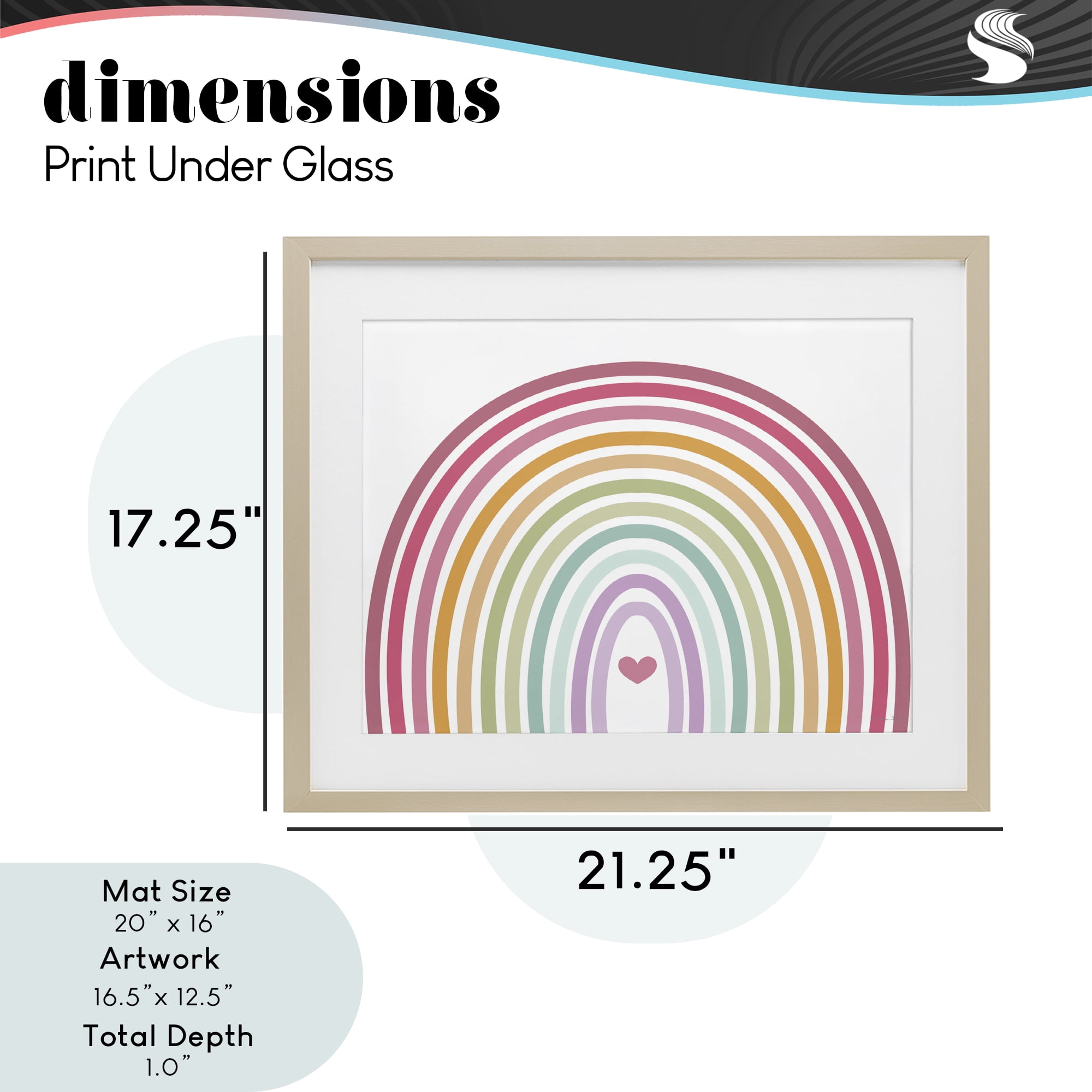 Stupell Industries Rainbow Love & Heart Birch Framed Print Under Glass, design by Susan Ball
