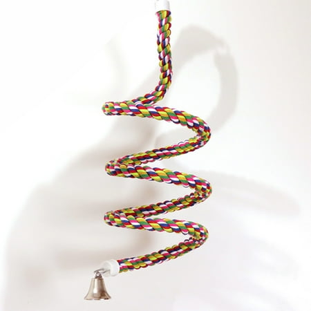 Perch Bird Toy - 160cm Bird Perch Toy Spiral Cotton Rope Chewing Bar Parrot Climbing Standing Toys with Bell Size:160 * 1.5CM