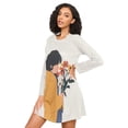 thumbnail image 3 of FORMRS Womens Long Sleeve Nightgowns Crew Neck Sleep Shirt Soft Pajamas Sizes S-3XL, Cartoon Flowers, 3 of 8