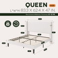 thumbnail image 3 of Einfach Queen Bed Frame, Upholstered Platform Bed with Wingback Headboard, No Box Spring Required, White, 3 of 9