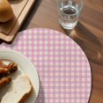 thumbnail image 3 of Pink Round 15 Inch Placemats Set of 6, Grid Checkered Plaid Gingham Lattice Trellis HeatResistant Non Slip Place Mats for Dining Table, Wipeable Braided Kitchen Table Mats for Housewarming, 3 of 9