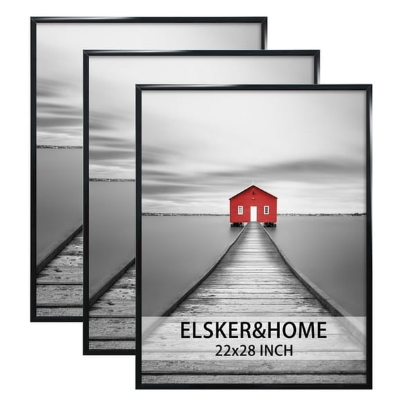 ELSKER&HOME 22x28 Frame, Poster Picture Frames 3 Pack Black for Horizontal or Vertical Wall Mounting