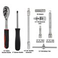 thumbnail image 4 of 46 Pieces 1/4 inch Drive Socket Ratchet Wrench Bit Bits Included Sliding Bar Extension Bar 1/4"Quick Ratchet Handle black, 4 of 5
