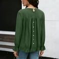 thumbnail image 6 of FRSASU Long Sleeve Blouses for Women V Neck Loose Business Solid Color Casual Loose Fit Tunic Pullover Shirts Army Green, 6 of 8