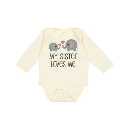 

Inktastic My Sister Loves Me Gift Baby Boy or Baby Girl Long Sleeve Bodysuit