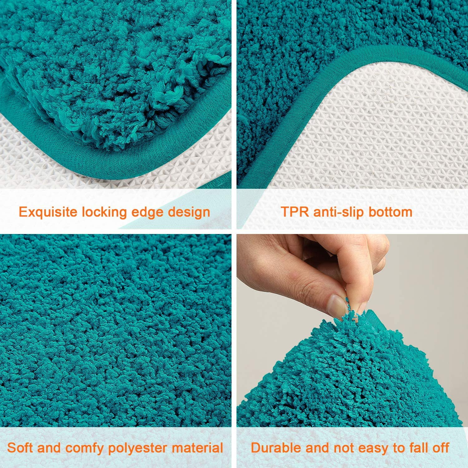 H HOMORE Luxury Set Green Bath Rug, Anti-Slip Bath Rug and U-Shaped, 2 Count