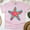 Light Pink, variant on Tropical Starfish T-Shirt for Women, Bright Floral Ocean Summer Graphic Tee, White, Size S
