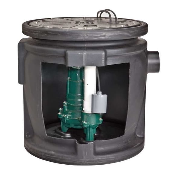 Zoeller Sewage Ejector System, 1/2 hp, 120V AC 912-1117