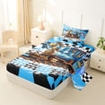 thumbnail image 2 of Castle Fairy Cool Steam Train Twin Sheet Sets 3pcs for Boys, Retro Locomotive Graphic Bedding for Modern Room, Blue, 2 of 6