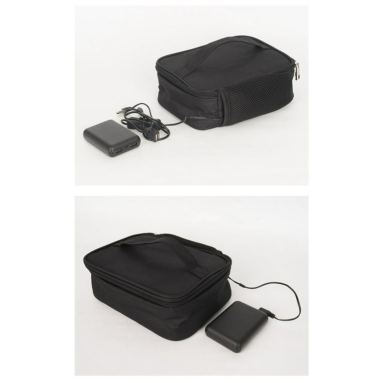 USB Bank Food Heating Lunch Box Waterproof Picnic Food Warmer Container Bag Electric Lunch Box Bag, Men's, Size: 21, Black