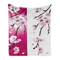 thumbnail image 1 of Floral Soft Flannel Fleece Blanket, Apricot Flowers Branches on Different Backgrounds Blossoms Nature Garden Art, Cozy Plush for Indoor and Outdoor Use, 50" x 60", Pink Black White, by Ambesonne, 1 of 6