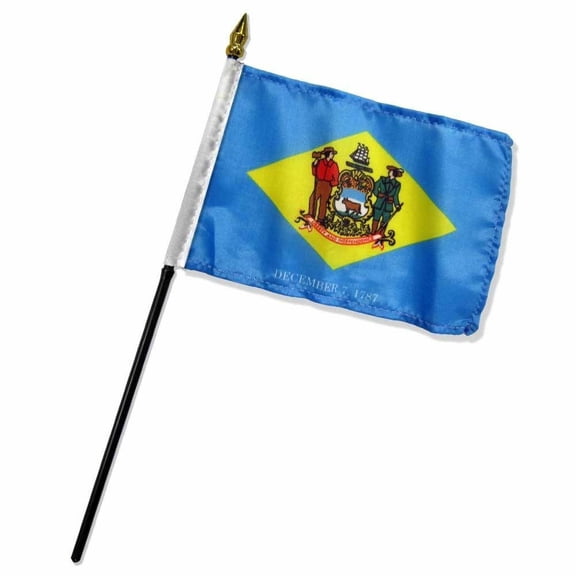 Delaware State Flag 4"x6" Desk Table Stick (sewn edges)