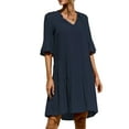 thumbnail image 1 of xiaxaixu Robes pour Femmes Robe d'Été Col en V Manches Courtes Robe T-Shirt Babydoll Volants Décontractée Mini Robe Féminine Rouge, 1 of 7