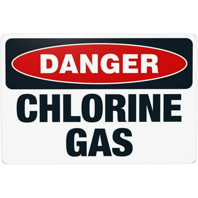 Danger Chlorine Gas Metal Warning Sign, Caution Security Poster for Road Street Home Business Wall Decor 12×8 Inches