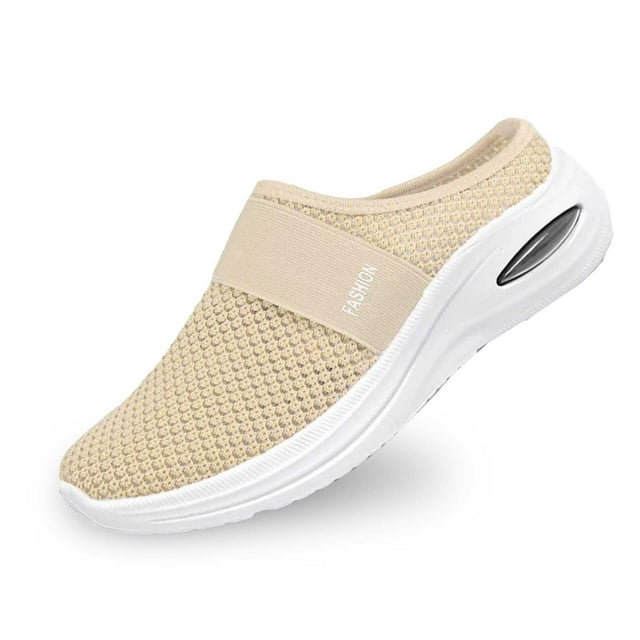 Rinsvye Women's Spring and Summer Womens Cute Slippers Net Cloth Solid Color Bear Slippers for Women Covered Toe Slippers Non Womens Ballet Slippers Slip Comfortable Beach Slippers