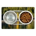 thumbnail image 1 of Lake Tahoe Pet Mat for Food and Water, Carnelian Bay Photography Log Cabin in the Woods Holiday Destination Lakeside, Non-Slip Rubber Mat for Dogs and Cats, 18" X 12", by Ambesonne, 1 of 2