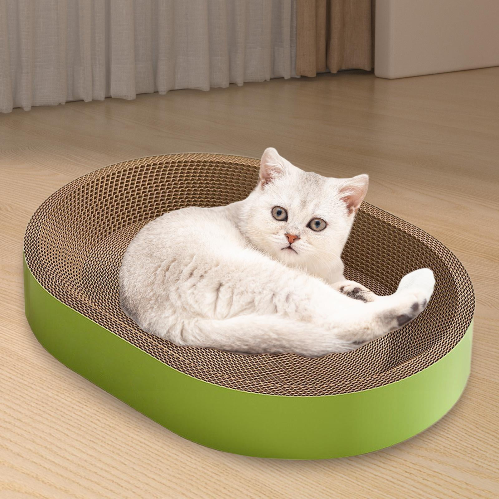TOOYFUL Cat Scratcher Cardboard Scratch Pad ounge Sleeping for Indoor Cats Furniture Protector Rest Corrugated Scratching Board L Green