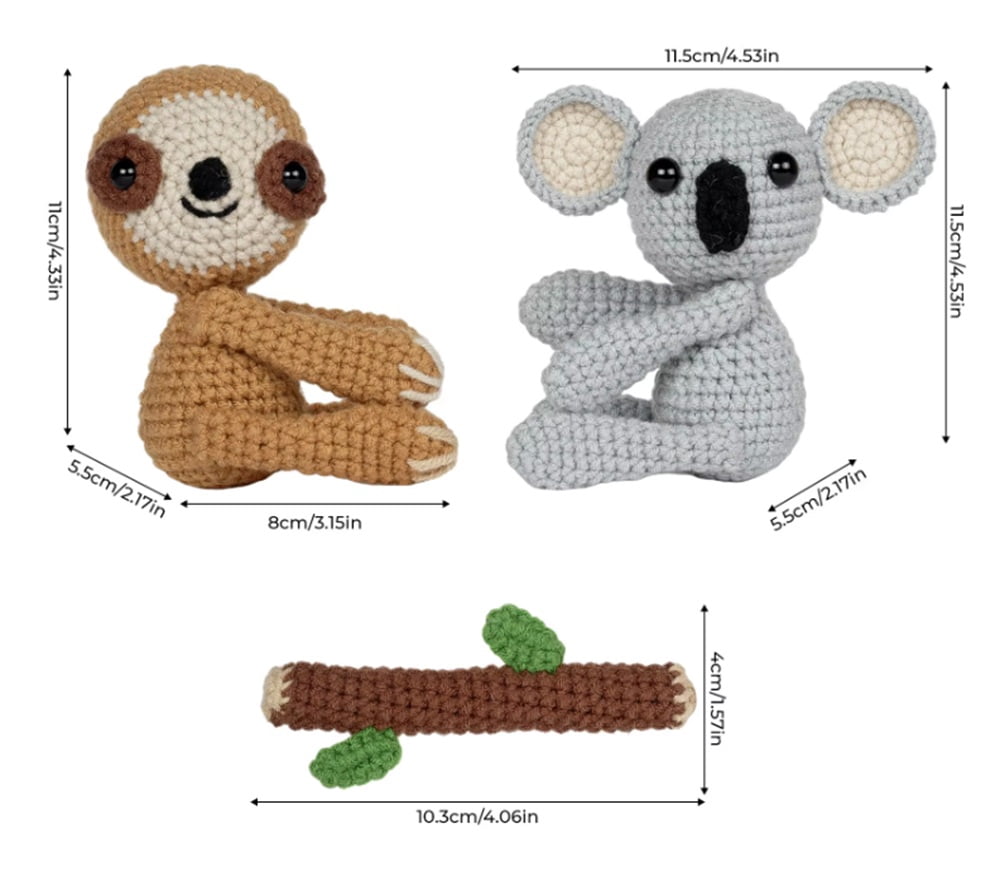 TIKA Sloth & Koala Crochet Kit for Beginners, Amigurumi Starter Set with Video Tutorials