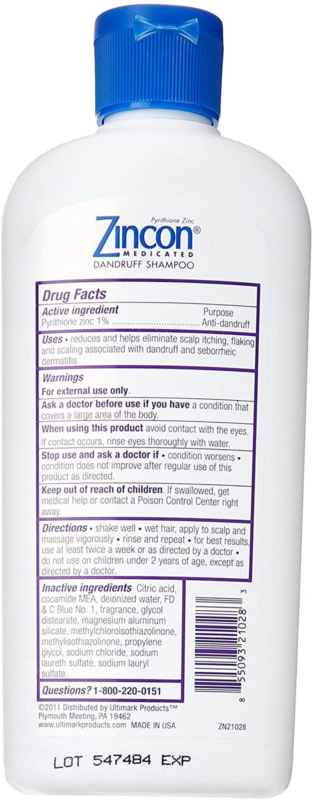 Pack of 3 Each ZINCON SHAMPOO 8OZ PT#5509321028