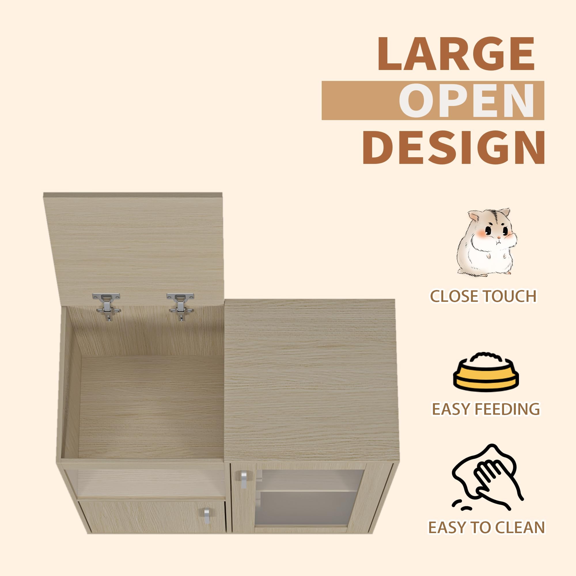 Multi-Level Hamster Habitat – Durable Wooden Small Animal Cage With Acrylic Panels, Play Area, And Storage For Guinea Pigs, Rabbits, And Other Pets