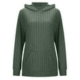 thumbnail image 3 of FASHOFT Womens Ribbed Knit Hoodie Sweaters Lightweight Long Sleeve Pullover Tops Casual Fall Winter Sweatshirt Green M, 3 of 5