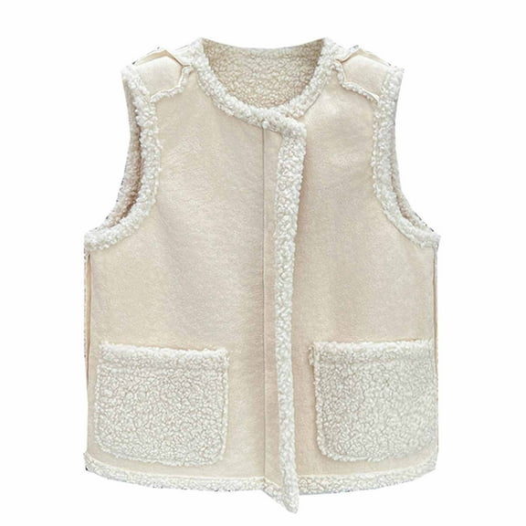 Dealovy Womens Fuzzy Fleece Vests Plus Size Sleeveless Sherpa Vests Jacket Fall Winter Warm Clothes with Pockets