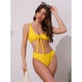 thumbnail image 4 of DARING DIVA Women's Lace Up Decoration Push Up Bikini Sets Large Yellow, 4 of 6