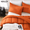 thumbnail image 2 of YEPCLUB 3-Piece Full Size Comforter Set, Orange Down Alternative Reversible Bedding Set, All-Season Quilted Soft Comforter with Pillowcases, 2 of 4