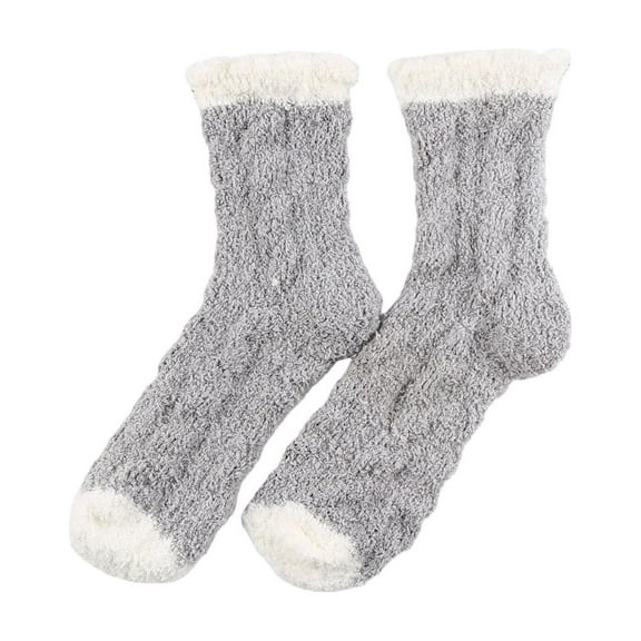 LIZUOJUN Socks Warm & Cozy for Women Stocking Stuufers Fuzzy Plush Sleeping Slipper Socks Soft Warm Fabric Fuzzy Crew Socks Grey One Size