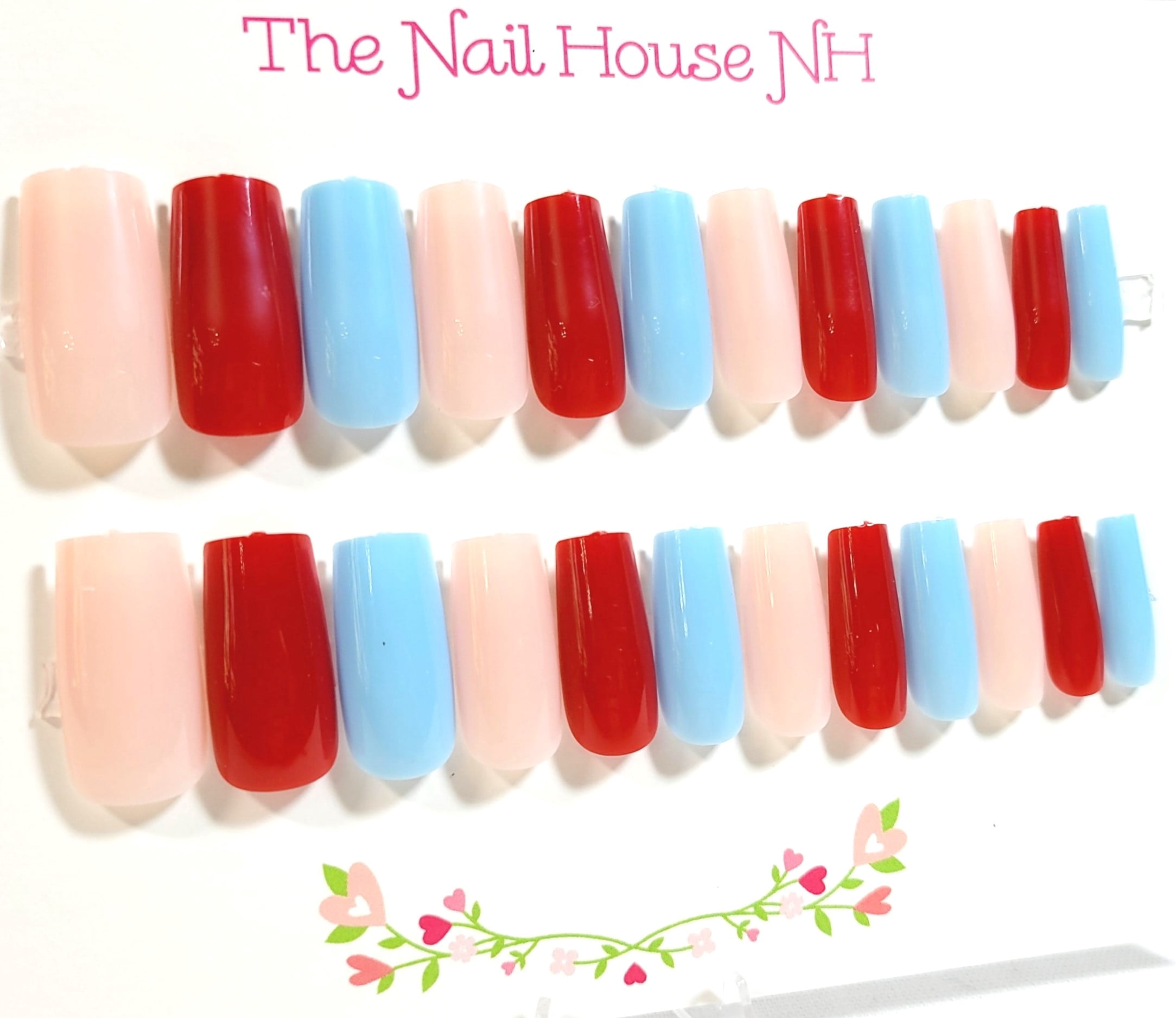 Press On Nails and Fingerless Glove Gift Set -Turquoise Red