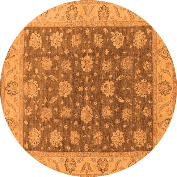 Ahgly Company Indoor Round Oriental Orange Traditional Area Rugs, 4' Round