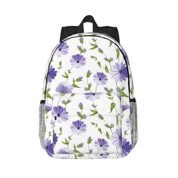 Easygdp Purple Chicory Mochila Ligera de 15 Pulgadas para Estudiantes, Mochila Cómoda para la Escuela y Viajes, Correas Ajustables