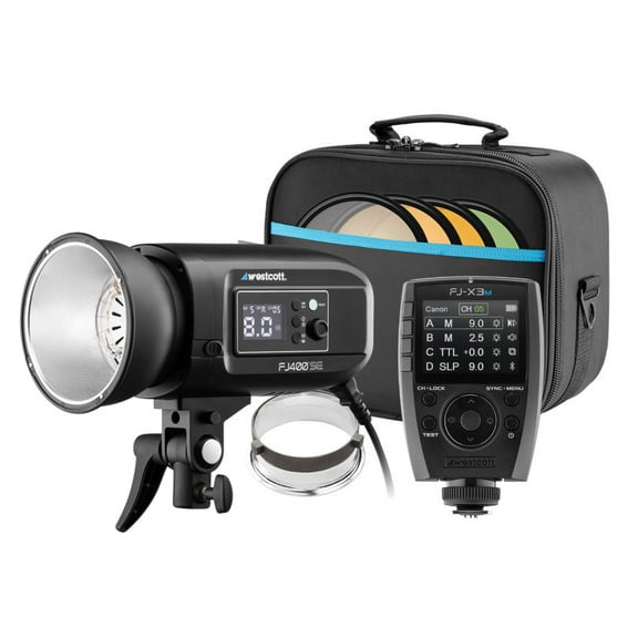 Westcott FJ400-SE Studio Strobe 400Ws (110V) Bundle with FJ-X3 M Universal Wireless Flash Trigger with Multi-Brand Camera Mount (2 items)