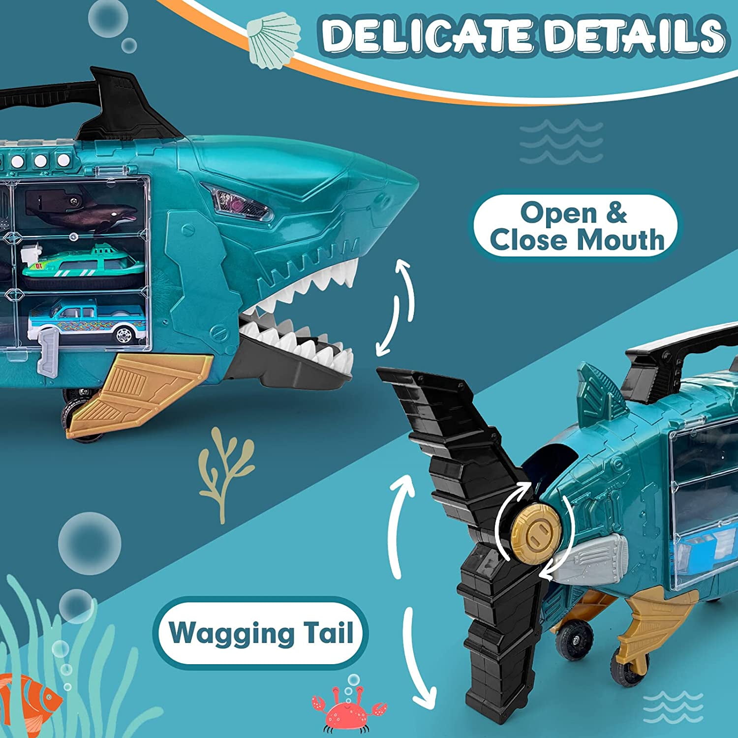 Interactive Shark Toy Set with LED Music Trucks Jordan Ubuy