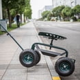 thumbnail image 5 of Kinbor Patio Garden Cart Rolling Work Seat with Tool Tray, Green, 5 of 7