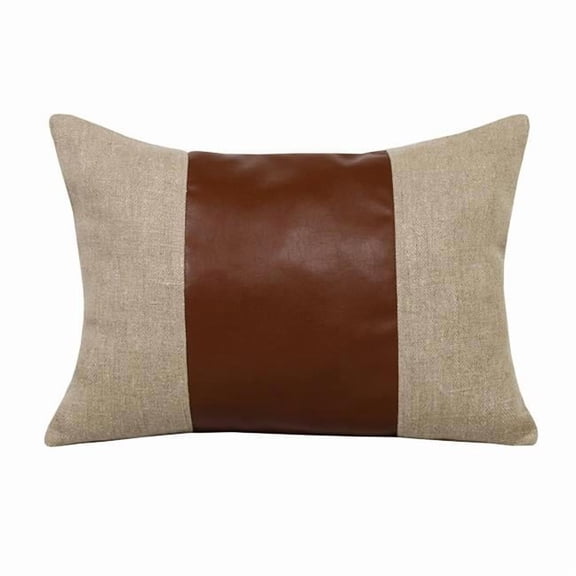 4 x 14 x 20 in. Tan Striped Zippered Linen Throw Pillow
