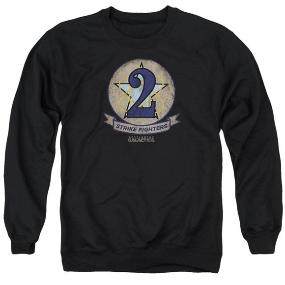 BSG & Strike Fighters Badge Adult Crewneck Sweatshirt&#44; Black - Medium