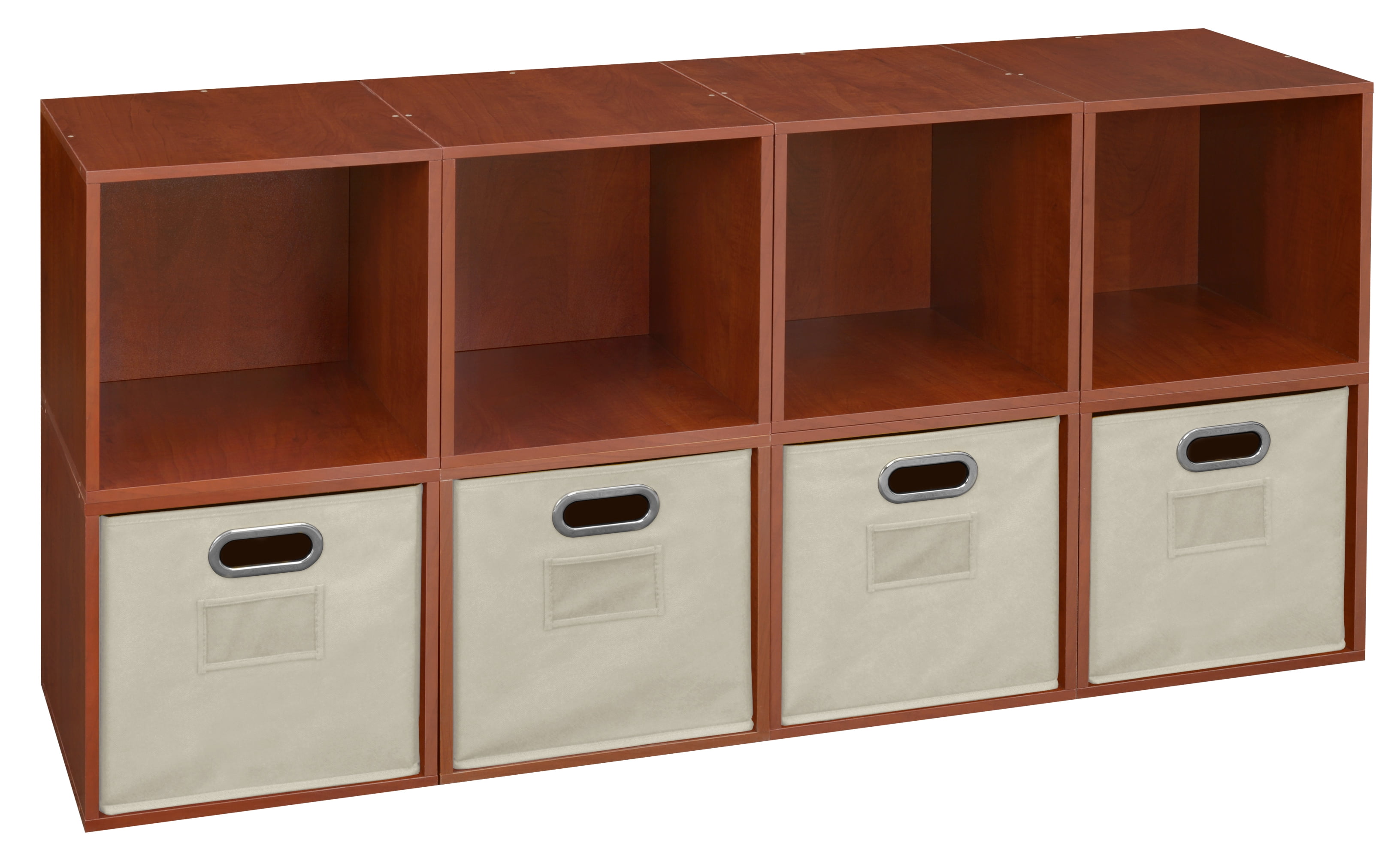 Niche Cubo Storage Set 8 Cubes and 4 Canvas Bins Cherry/Natural