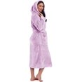 thumbnail image 3 of Women Plush Fleece Robe Long Warm Bathrobe Shawl Collar/Hood, 3 of 6