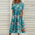 thumbnail image 2 of Robes de Printemps pour Femmes Décontractées Manches 3/4 Longue Robe Évasée Basique Plage Vacances Travail Maxi Robe 2025, 2 of 5