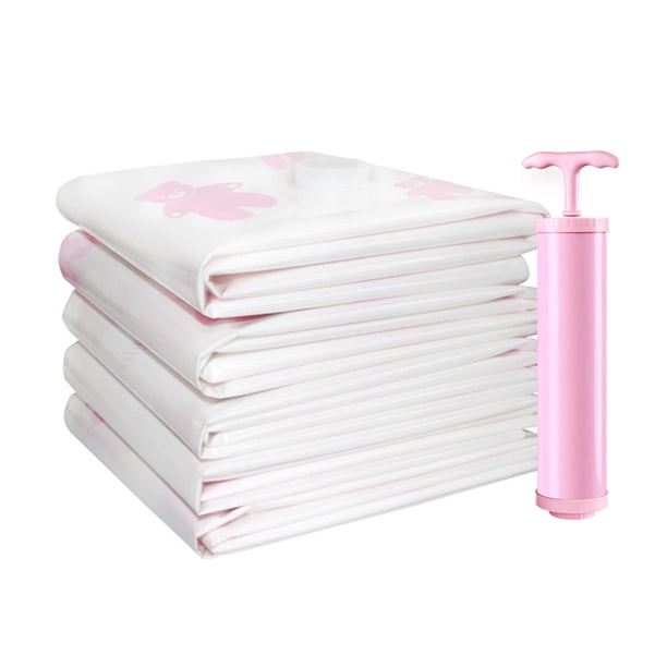 Paquete de 5 bolsas de compresión al vacío con bomba manual Bolsas de almacenamiento al vacío reutil Abanopi Blanco/L