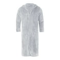 thumbnail image 4 of JTieacloth Men's Nightshirts Male Winter Coral Velvet Bathrobe Facecloth Pajamas Fluffy Ultra Comfortable Zipper Hooded Padded Thickened Longer Winter Bathrobe Gray, 4 of 5