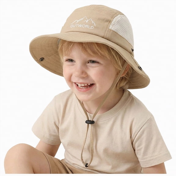 dmqupv Toddler Construction Hat Baby Sun Hat UPF 50 Sun Protection Wide Brim Summer Beach Hat Breathable Bucket Hat For Girls And Boys Lightweight Daily Use Khaki,One Size